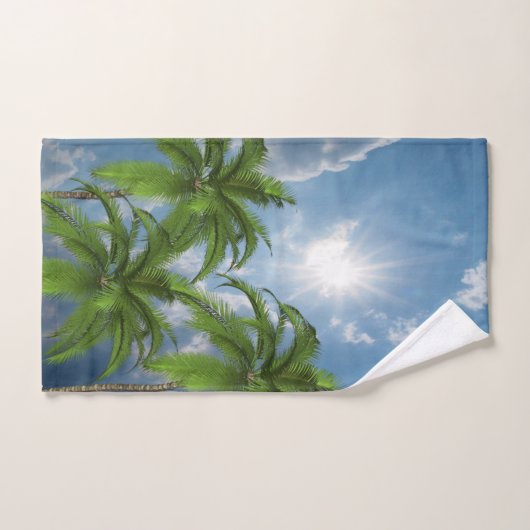 バスルーム用タオルがヤシの木をセット バスタオルセット (ハンドタオル)