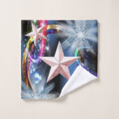 バスルーム用タオルが星にセット バスタオルセット (ウォッシュタオル)