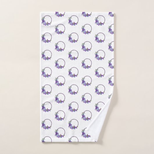 バスルーム用タオルが紫のフローラ バスタオルセット (ハンドタオル)