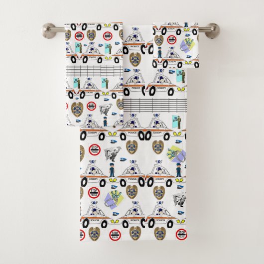 バスルーム用タオルでパトカーをセット バスタオルセット (インサイチュ)