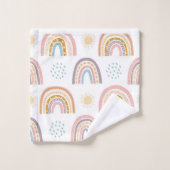 バスルーム用タオルで水色を設定 バスタオルセット (ウォッシュタオル)