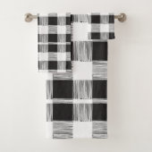 バスルーム用タオルで白黒の格子模様をセット バスタオルセット (インサイチュ)