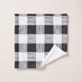 バスルーム用タオルで白黒の格子模様をセット バスタオルセット (ウォッシュタオル)