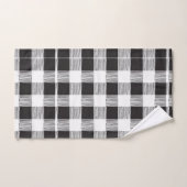 バスルーム用タオルで白黒の格子模様をセット バスタオルセット (ハンドタオル)