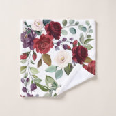 バスルーム用タオルのセット白バラ金ゴールド幾何学模様 バスタオルセット (ウォッシュタオル)