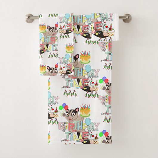 バスルーム用タオルセットハッピーバースデーポッサムケーキ バスタオルセット (インサイチュ)