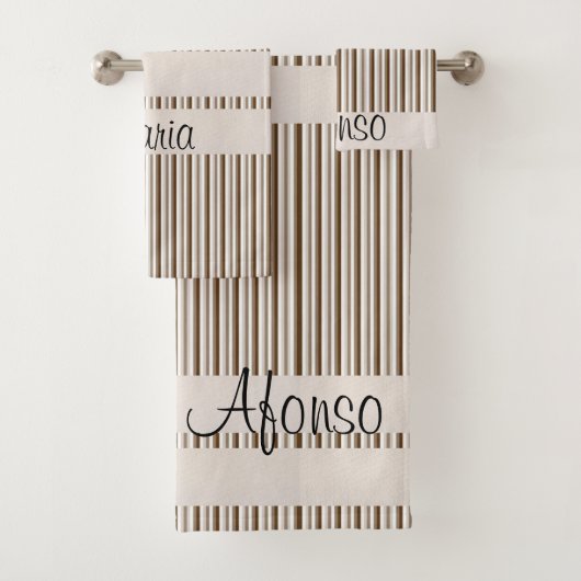 バスルーム用タオルセット茶ストライプ色 バスタオルセット (インサイチュ)