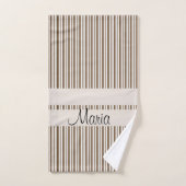 バスルーム用タオルセット茶ストライプ色 バスタオルセット (ハンドタオル)