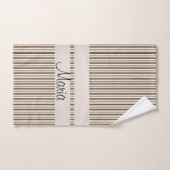 バスルーム用タオルセット茶ストライプ色 バスタオルセット (ハンドタオル)