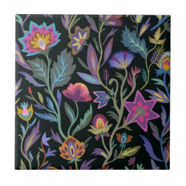 バスルーム素晴らしlブラック用のダークパターンlフローラ タイル