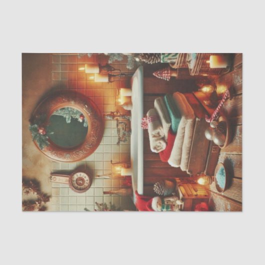 バスルーム素朴デコールクリスマスティッシュペーパー 薄葉紙 (正面)