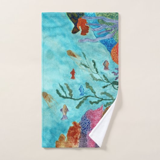 バスルーム航海のウォーターカラー海コーラルリーフ バスタオルセット (ハンドタオル)