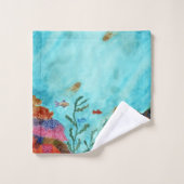 バスルーム航海のウォーターカラー海コーラルリーフ バスタオルセット (ウォッシュタオル)