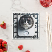 バスルーム・スケールの太った猫 スタンダードカクテルナプキン (インサイチュ)