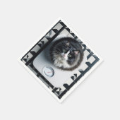 バスルーム・スケールの太った猫 スタンダードカクテルナプキン (角)