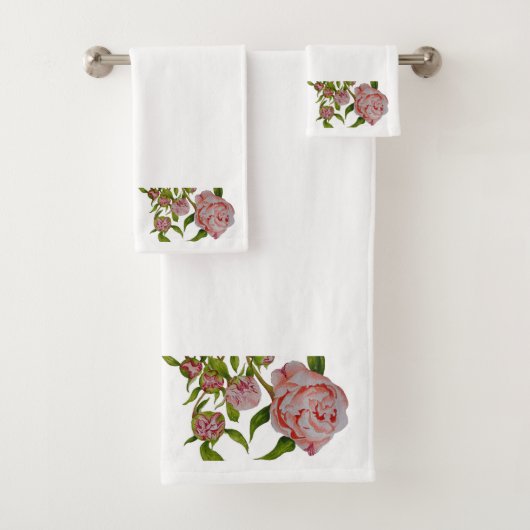 バスルーム・タオル・セットに染み出る牡丹 バスタオルセット (インサイチュ)