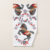 バスルーム タオル セット 花 馬 (ハンドタオル)