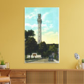 バスレリーフ、 浮き彫りタブレットとピルグリムメモリアルビュー キャンバスプリント (インサイチュ (リビング))