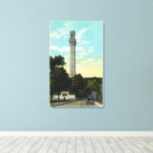 バスレリーフ、 浮き彫りタブレットとピルグリムメモリアルビュー キャンバスプリント (インサイチュ (ウッドフロア))