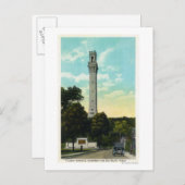 バスレリーフ、 浮き彫りタブレットとピルグリムメモリアルビュー ポストカード (正面/裏面)