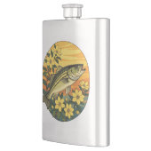 バスロックストライプのフィッシュと黄色のジャスミンの花 フラスク (左)