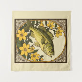 バスロックフィッストライプのシュ及びイエロージャスミン タペストリー (正面(横))