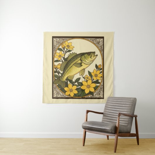 バスロックフィッストライプのシュ及びイエロージャスミン タペストリー (インサイチュ)