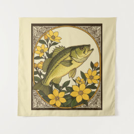 バスロックフィッストライプのシュ及びイエロージャスミン タペストリー