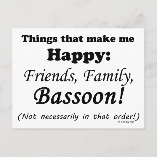 バスーンで私は幸せになる ポストカード (正面)