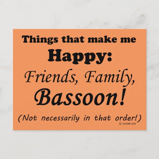 バスーンで私は幸せになる ポストカード (正面)