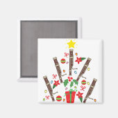 バスーンのクリスマスオーナメントのツリー女性男性 マグネット (正面/裏面)