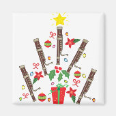 バスーンのクリスマスオーナメントのツリー女性男性 マグネット (正面)