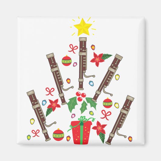 バスーンのクリスマスオーナメントのツリー女性男性 マグネット (正面)