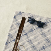 バスーンのトリオの青く白い格子縞のカスタムのイニシャル ビーチタオル (インサイチュ)