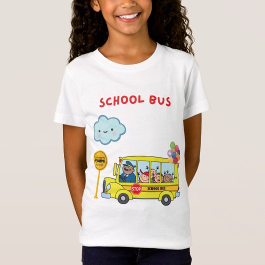 バス仲間ユナイト、スクールバスのT字。 Tシャツ (正面)