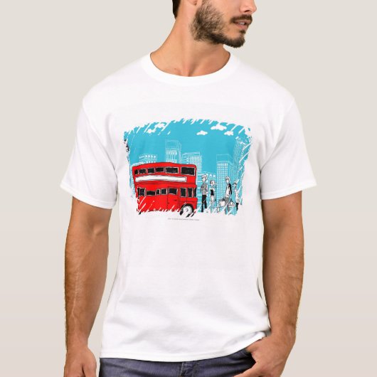 バス停で待っている通勤者 Tシャツ (正面)