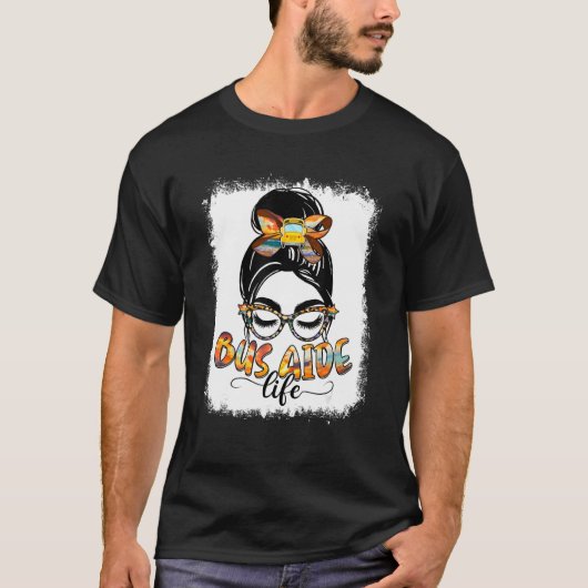 バス助手人生めちゃくちゃなBun女性LeopardバスAide Tシャツ (正面)