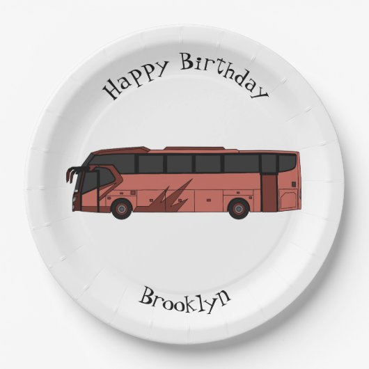 バス漫画のイラストレーション ペーパープレート (正面)