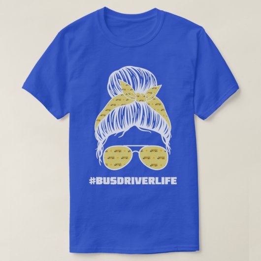 バス運転手おもしろい生活学校バス女性 Tシャツ (デザイン正面)