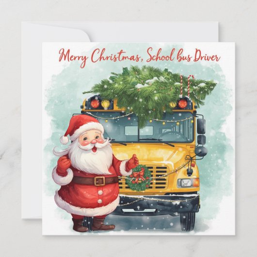 バス運転手のためのスクールバスのクリスマス シーズンカード (正面)