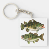 バス釣りの釣り人と釣り女 キーホルダー (正面)
