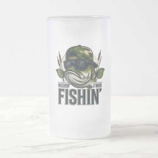 バス釣りユーモア フロストグラスビールジョッキ (中央)