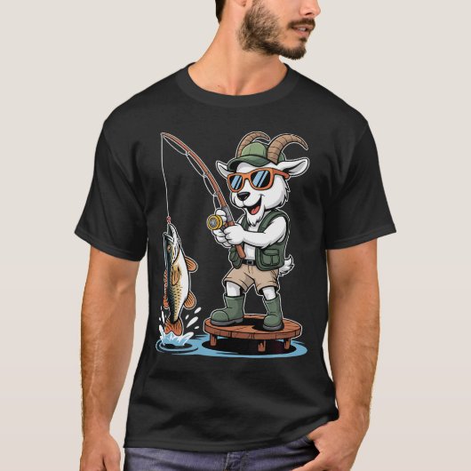 バス釣り好きなヤギ Tシャツ (正面)