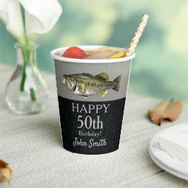バス魚釣りバースデーパーティーメンズ50th カッコいい 紙コップ