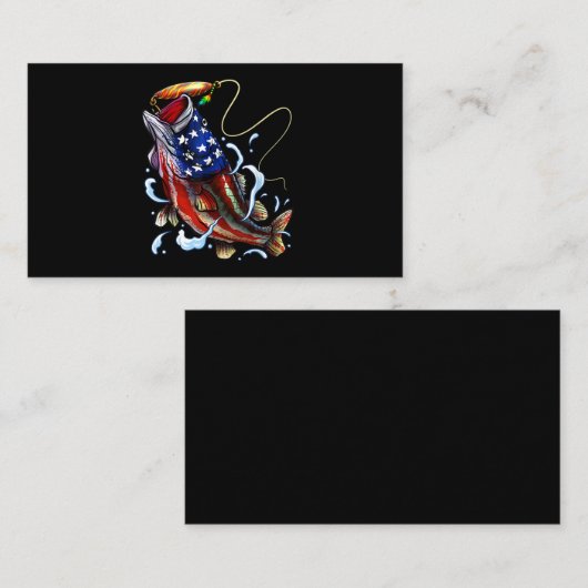 バス魚釣りフィッシュアメリカ国旗愛国魚釣り 名刺 (正面/裏面)