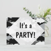 バス魚釣りブラック迷彩柄 招待状 (スタンド正面)