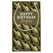 バス魚釣りホビー誕生日メンパーソナライズされたズ スモールペーパーバッグ (裏面)