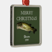 バス魚釣りメリークリスパーソナライズされたマスイア メタルオーナメント (右)