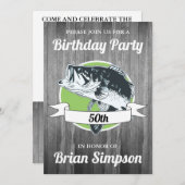 バス魚釣り誕生日メンズスポーツアングラー50th 招待状 (正面/裏面)