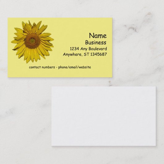 バス。カード – ひまわり花 名刺 (正面/裏面)